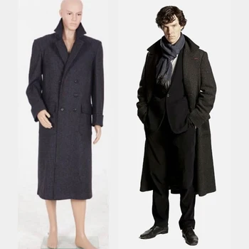 

Sherlock Holmes Coat Adult Cosplay Costume Custom Make Black Movie Sherlock Holmes Outfit Dress For Women Men