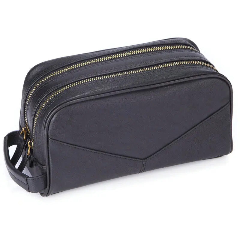 

Genuine Leather Men's Cosmetic Bag Crazy Horse Leather Large Capacity Toiletry Bag For Male Vintage Wash Bags Travel Make Up Bag