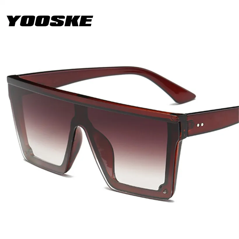 YOOSKE негабаритных солнцезащитных очков для мужчин с плоским верхом модные цельные линзы солнцезащитные очки для женщин солнцезащитные очки UV400
