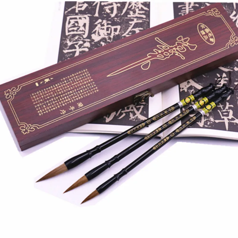 

Chinese Calligraphy Brushes Pen Set for Painting Writing and Drawing Weasel Hair Brush Gift Box Set Student Stationery Escolar