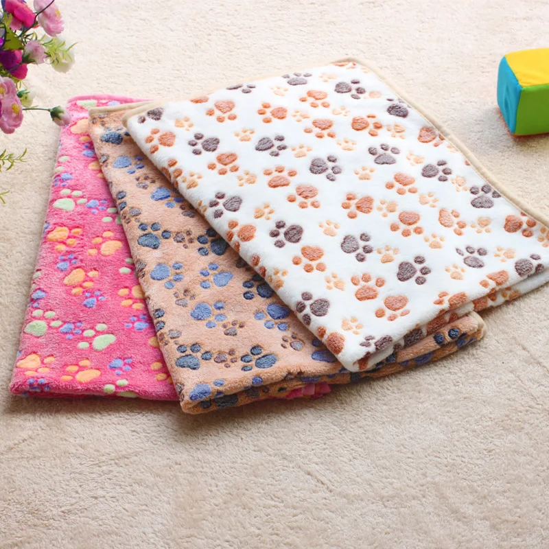 

Pets Mat Soft Blanket Warm Fleece Paw Print Pet Puppy Dog Cat Large Mat Blanket Bed Sofa Pet Warm Product Cushion Cover Towel