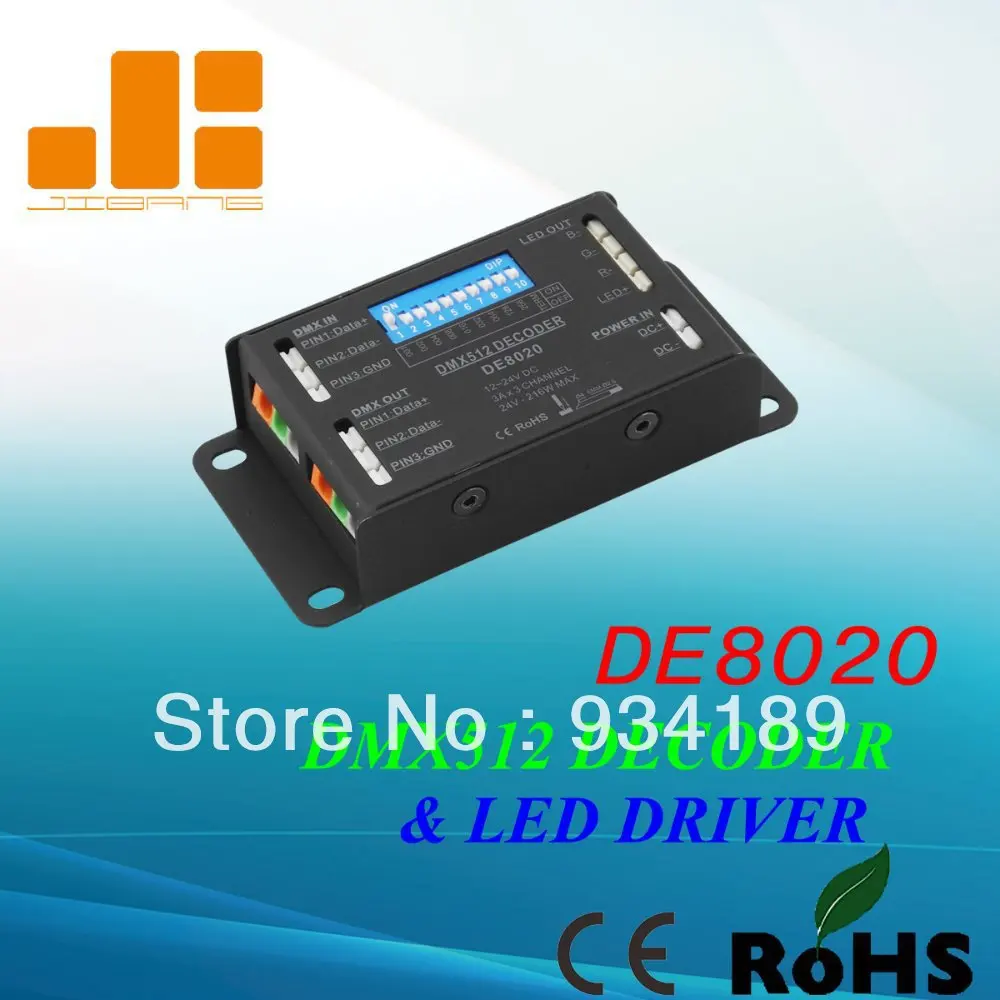 

Free Shippin DMX LED Decoder & LED Driver LED RGB Controller Constant Voltage DC12-24V Model:DE8020