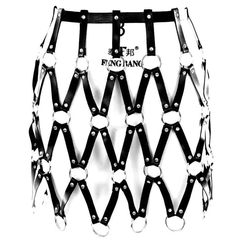 Leather Skirt Body Harness Garter Belt Women Sexy Bondage Fetish Lingerie Punk Goth Black Plus Size Underwear Festival Clothin