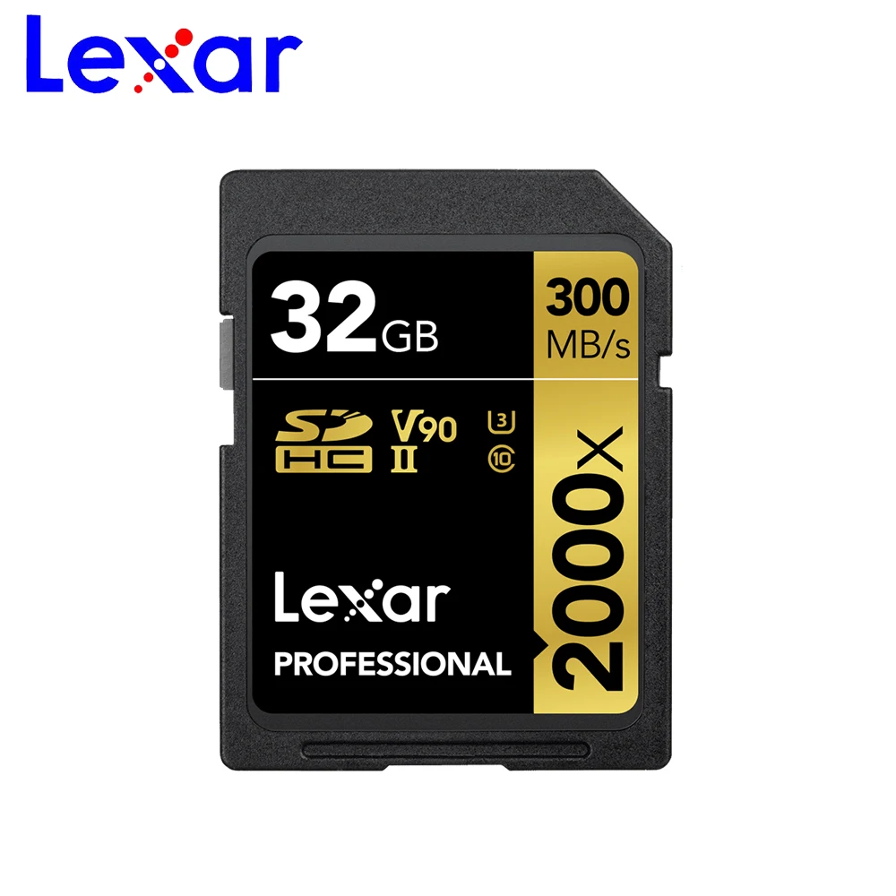 Lexar 2000X UHS-II SD карта, 32 ГБ, 64 ГБ, 128 флеш-накопители, слот для карт памяти 300 МБ/с. высокое Скорость для 3D 4K для зеркальной однообъективной камеры Камера