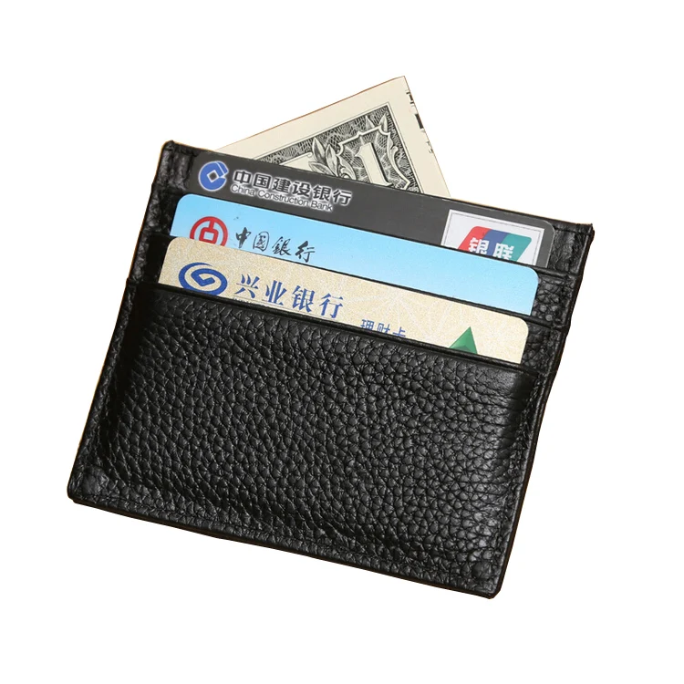 

Hot sale Genuine Leather Men's Business ID Cards Holders Package Black Multi-Card Position Credit Card Holder Free Shipping