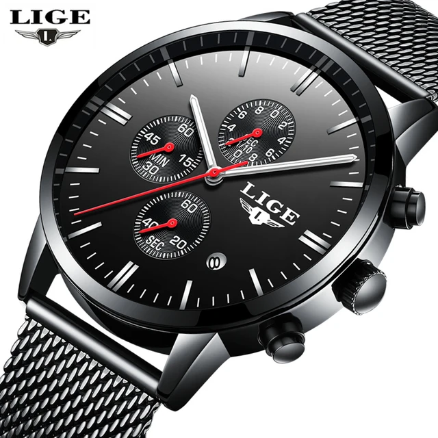 Best Offers LIGE Luxury Brand casual Watches Men Simple Business Quartz Watch Man Mesh strap Date Fashion Black Clock relogio masculino Best Offers LIGE Luxury Brand casual Watches Men Simple Business Quartz Watch Man Mesh strap Date Fashion Black Clock relogio masculino