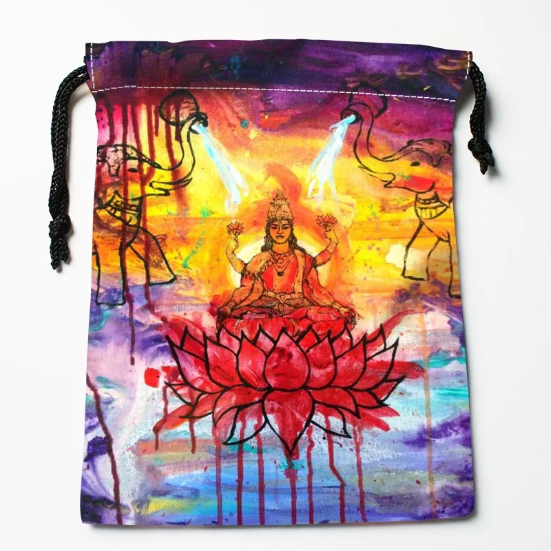 Лучшие Lotuses Рисованные Сумки на шнурке на заказ для хранения напечатанные приемные сумки компрессионные сумки размер 18X22 см сумки для хранения - Цвет: Прозрачный