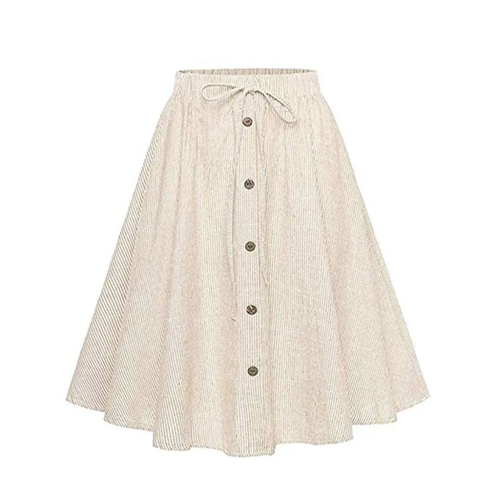 Женская Полосатая плиссированная юбка однобортная мягкая удобная элегантная дамская простая кружевная Высокая талия простая юбка для расклешонное BB3