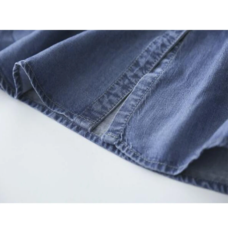 Rihschpiece 2018 Summer Tunic Denim Shirt Dress Women Vintage Party Dresses Plus Size Sexy Clothing Jeans Dress RZF1212