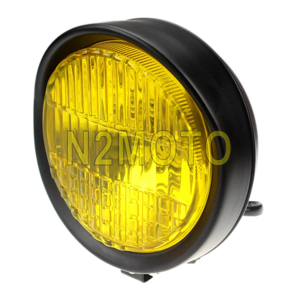 

5.5" Visor Amber Headlight H4 12V 60/55W Front Lamp Halogen Lights for Harley Chopper Cafe Racer Scrambler