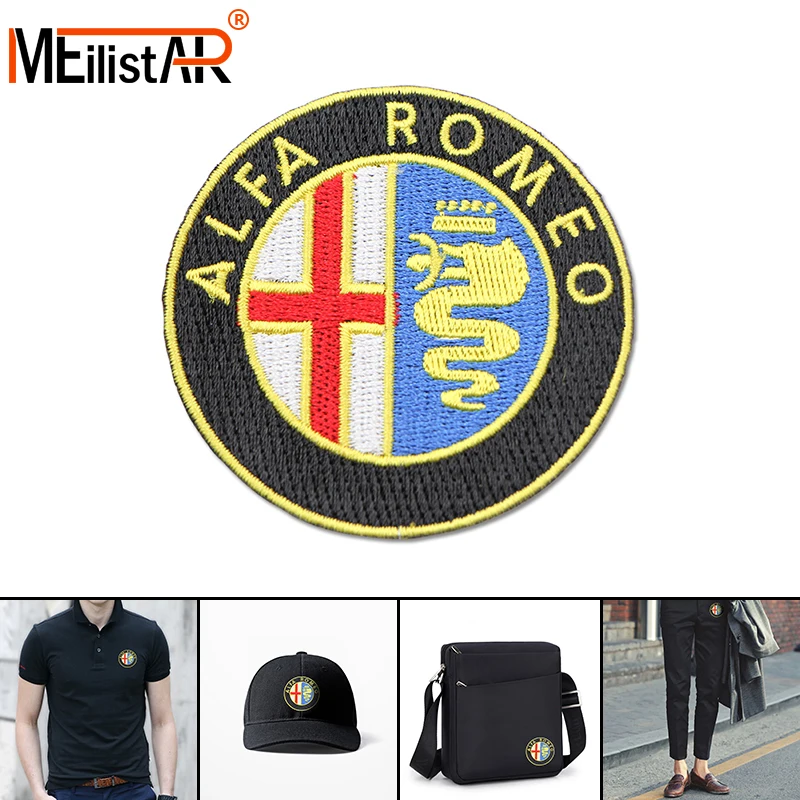 

1pcs Clothes Stickers Fabric Applique Patch Embroidery For Alfa Romeo 147 156 159 Mito Giulia Milano GT Q2 Car Accessories