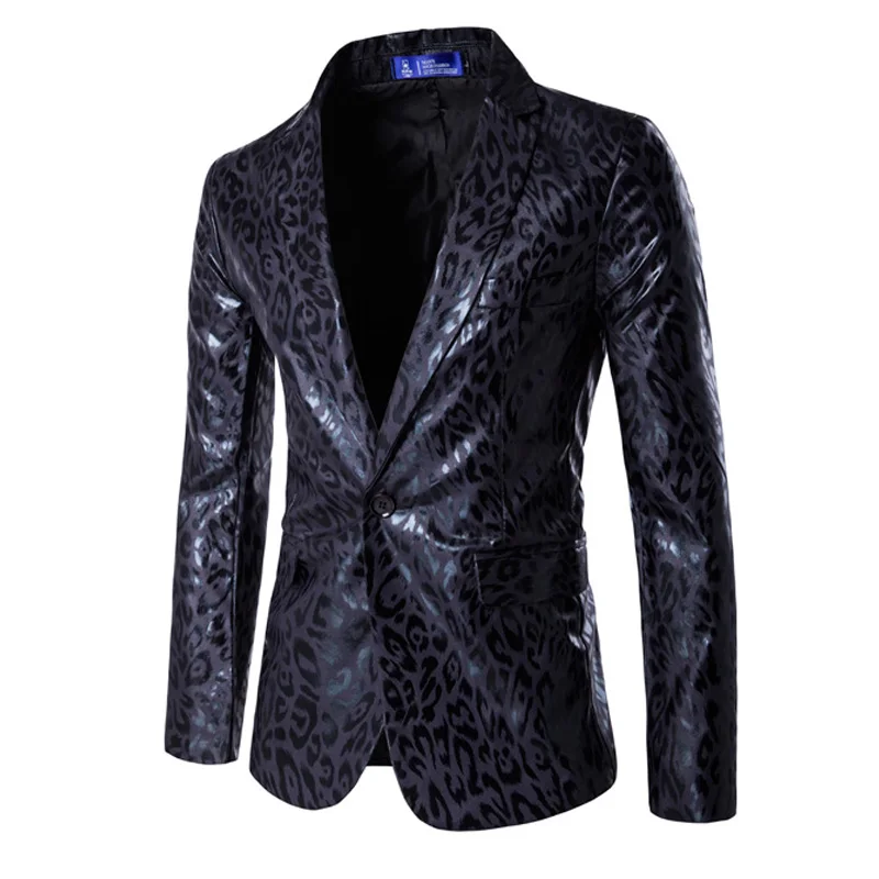 

2018 Autumn And Winter European And American Style Personality One Buckle Suit Leopard Printing Suit Groomsman'S Dresses X963