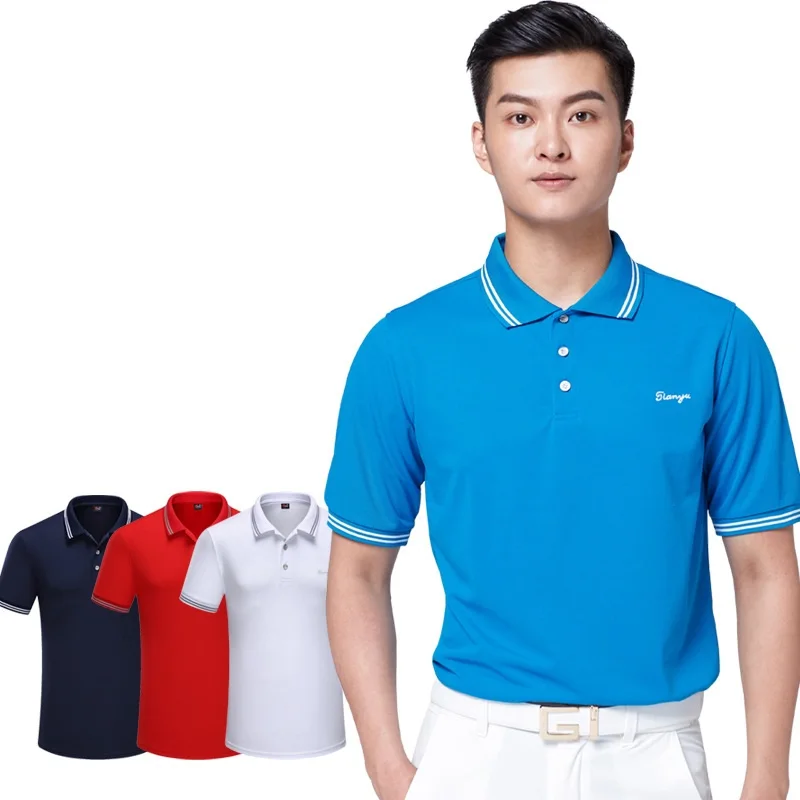 

New Arrival Men's Short Sleeve Golf Shirt Sportswear Training Apparel Male Breathable Quick-Dry Tennis Tops D0665