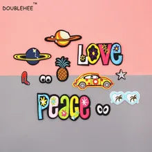 DOUBLEHEE Beautiful Universe Loves Peace Patches Embroidered Iron On Patch For Clothing Sticker Badge For Clothes Bag Pants DOUBLEHEE Beautiful Universe Loves Peace Patches Embroidered Iron On Patch For Clothing Sticker Badge For Clothes Bag Pants
