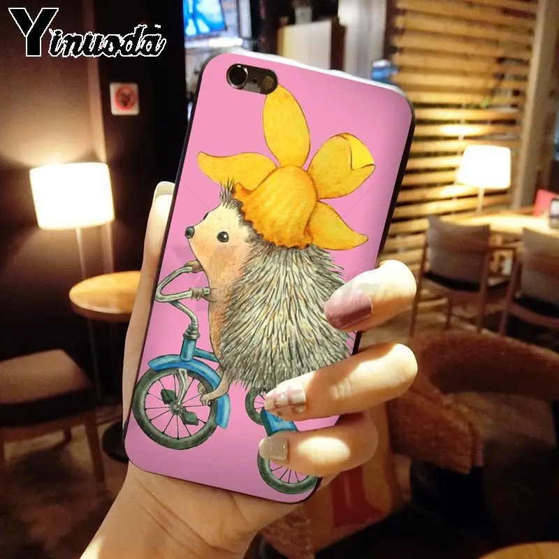Hedgehog ride a bike Cute in Teacup Animal Art