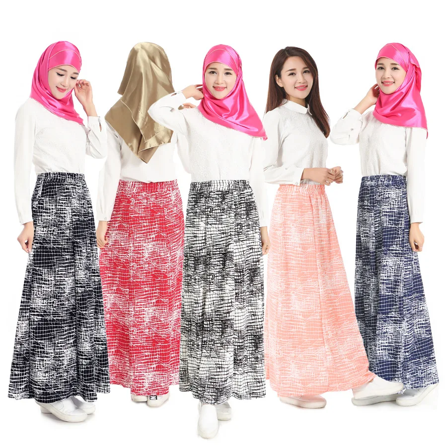 

2016 New Arrival Muslim long skirt for Women chiffon maxi dress Islamic ladies dubai arab traditional clothing bottoms