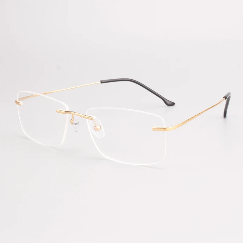 Men's Pure Titanium Hingeless Rimless Eyeglasses Including RX Lenses Prescription Flex Eyewear Frame Spectacles