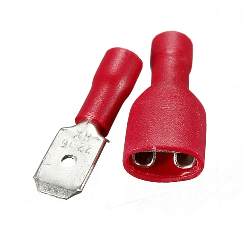 

50pair/lot Good Quality European Male & Female Insulated Spade Quick Wire Electrical Crimp Terminal Connectors 22-16AWG Hot Sale