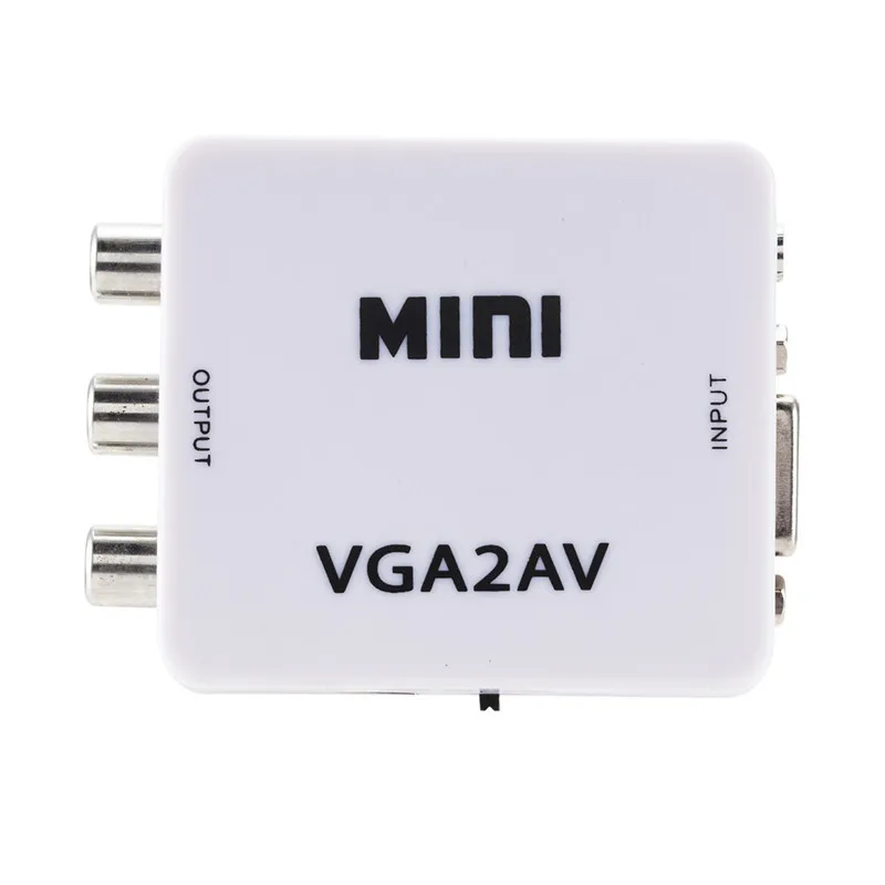  HD Mini VGA a AV RCA Audio Converter VGA2AV/CVBS Adattatore da 3.5mm per PC a TV HD del computer al