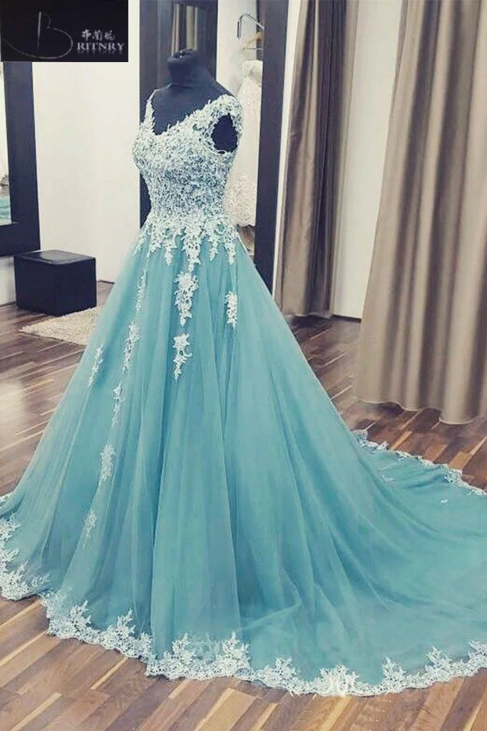 

Modest Green Wedding Gown Beads Trouwjurk A Line Vestidos De Novia 2017 Tulle Bridal Dresses Appliqued Lace Wedding Dress