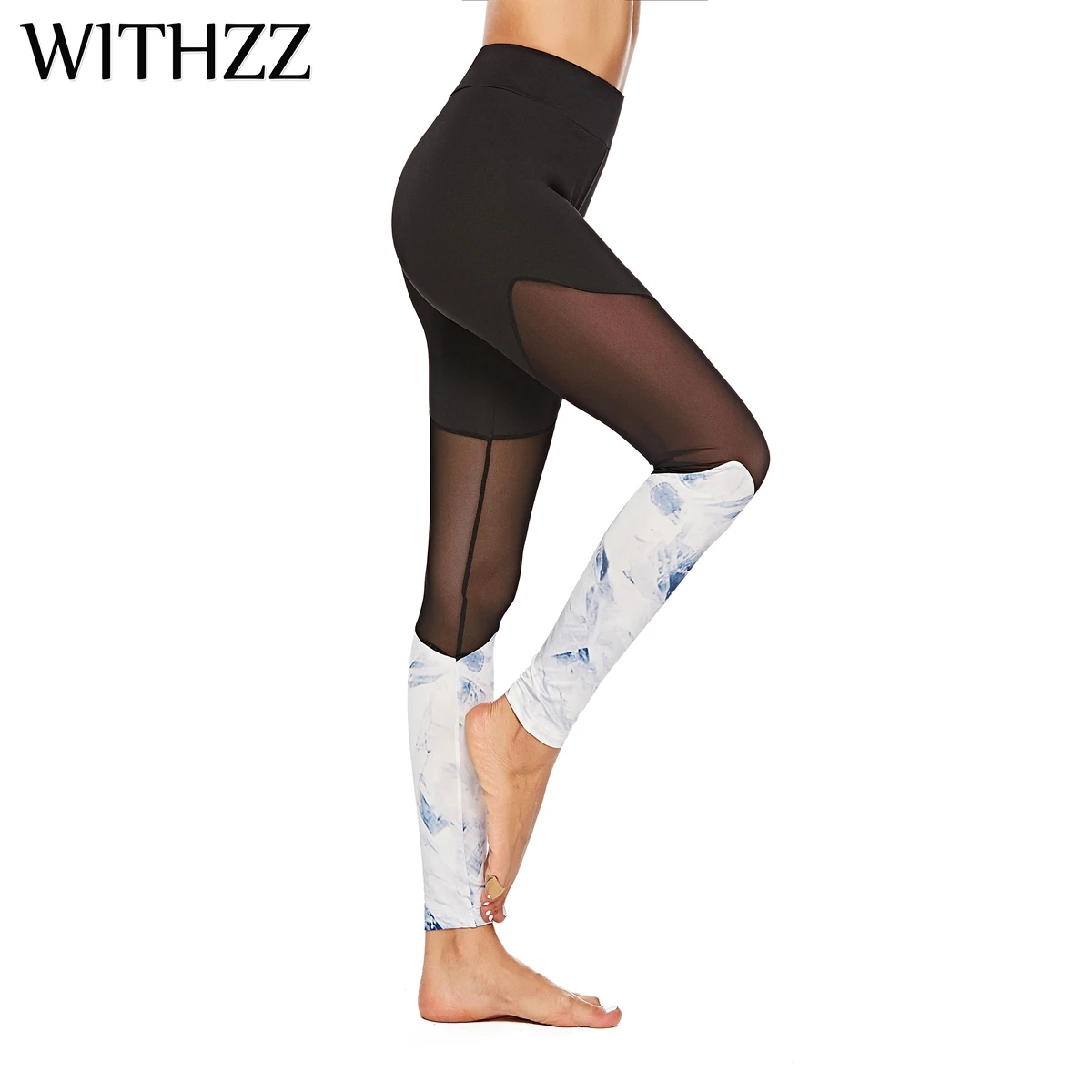 Женские леггинсы для фитнеса WITHZZ пикантные ажурные с вырезом на локтях