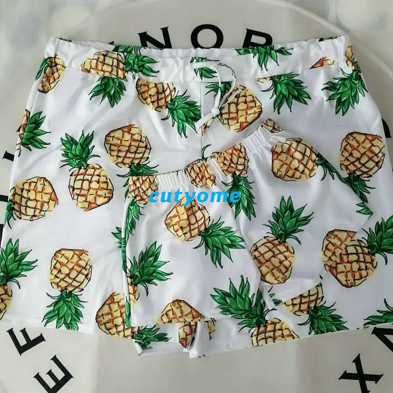Mother Daughter Father Son Matching Swimsuits Pineapple Bikini Shorts Family Swimwear Outfits Mommy And Me Dad Mom And Daughter  (1)