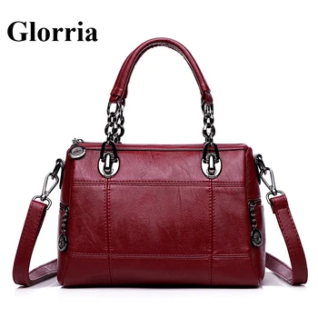 

Glorria Brand Boston Leather Handbags Women Fashion Shoulder Crossbody Bag Women Tote Messenger Bag Female Multifun Sac A Main