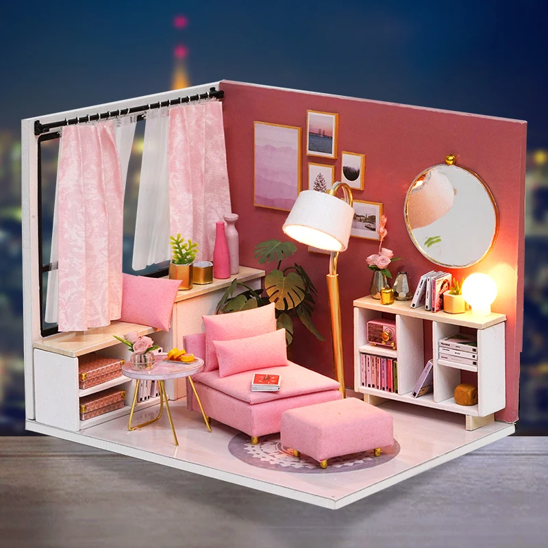 Doll House Furniture DIY Miniature Model Dust Cover 3D Wooden Dollhouse Christmas Girlfrend Gifts Toys For Children Kitten Diary - Цвет: type 4