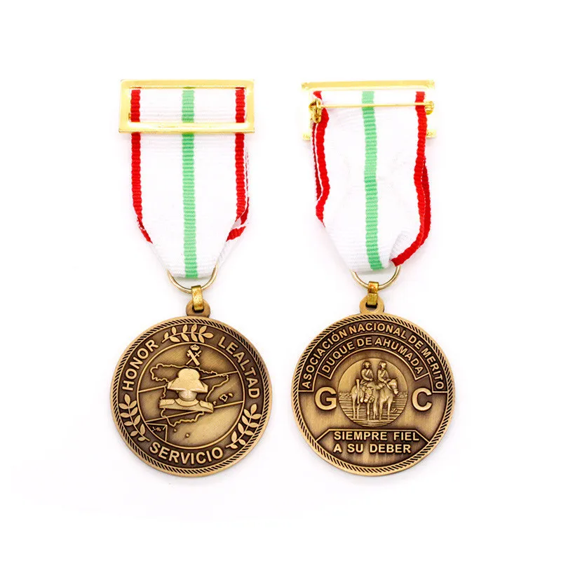 

High quality double-sided medal cheap bronze commemorative medal with ribbons