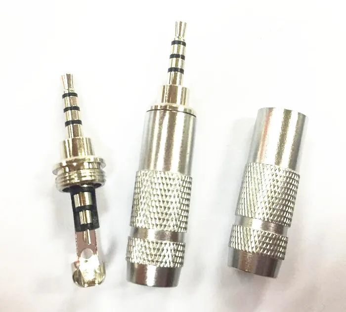 50pcs mini 3 5mm 3 pole or 4pole Gold plated copper plug for 4mm Tail hole cable audio connector headphone adapter free shipping