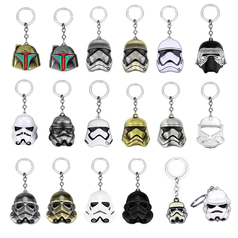 

18 Style Star Wars Keychain 3D Stormtrooper Darth Vader Soldiers Mask Alloy car Key Chain Holder llaveros for Fan men Jewelry