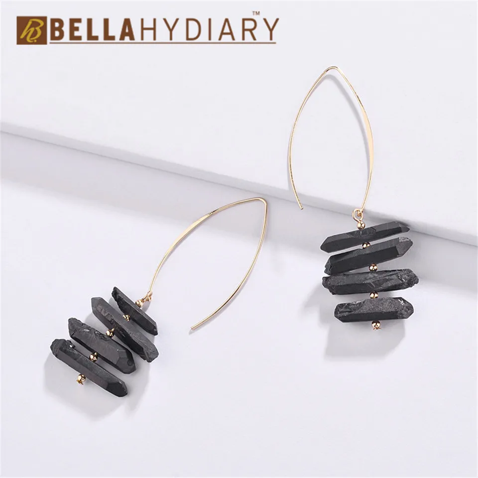 Boho Bijoux натуральный камень большой длинный крючок Висячие серьги для женщин ювелирные изделия массивные Серьги Pendientes Mujer Moda Ohrringe