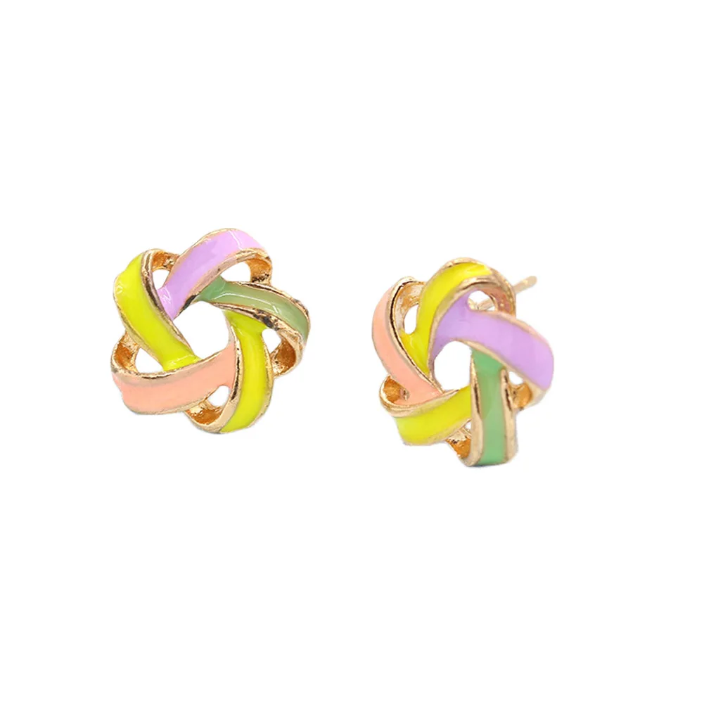 

Fashion Novel earrings Jewelry Color Stripe Twist Windmill Flower Cross Charm Stud Earrings For Women jewelry accessories