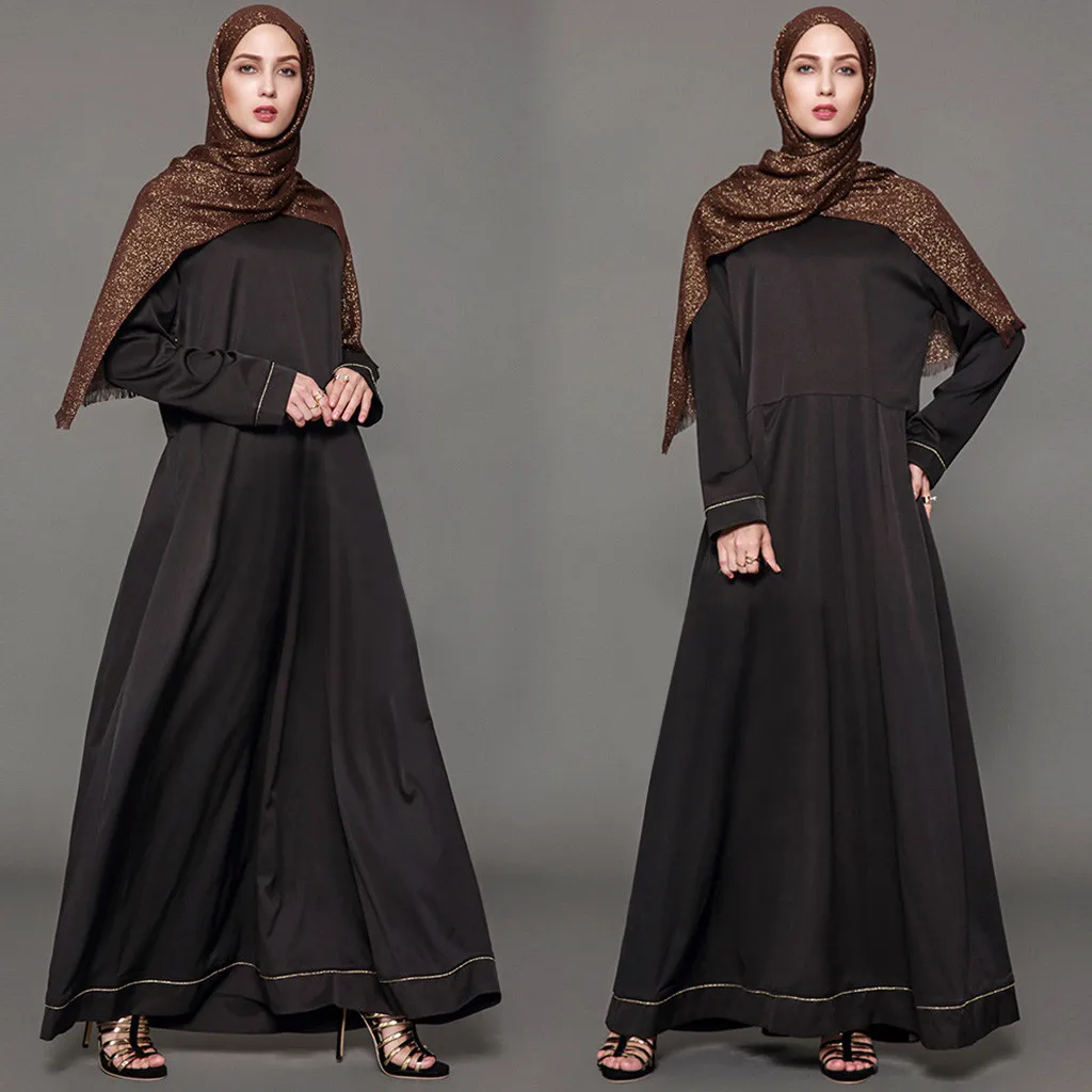 CHAMSGEND мусульманских Женское платье элегантные модные женские платья Кафтан Исламская абайя с длинным рукавом Вечерние Макси платье