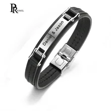 Крутой браслет из натуральной кожи для мужчин, гравировка, нержавеющая сталь, мужской браслет, лучший подарок для друзей