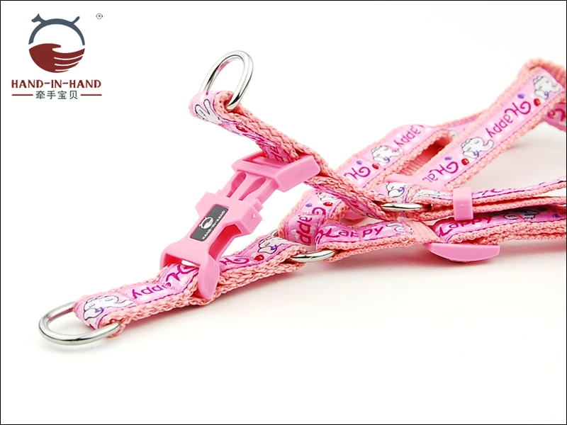 Dog Harness Leash Small Medium Dog Pet Nylon Cartoon Embroidered harness and Lead Set for 1.5 cm