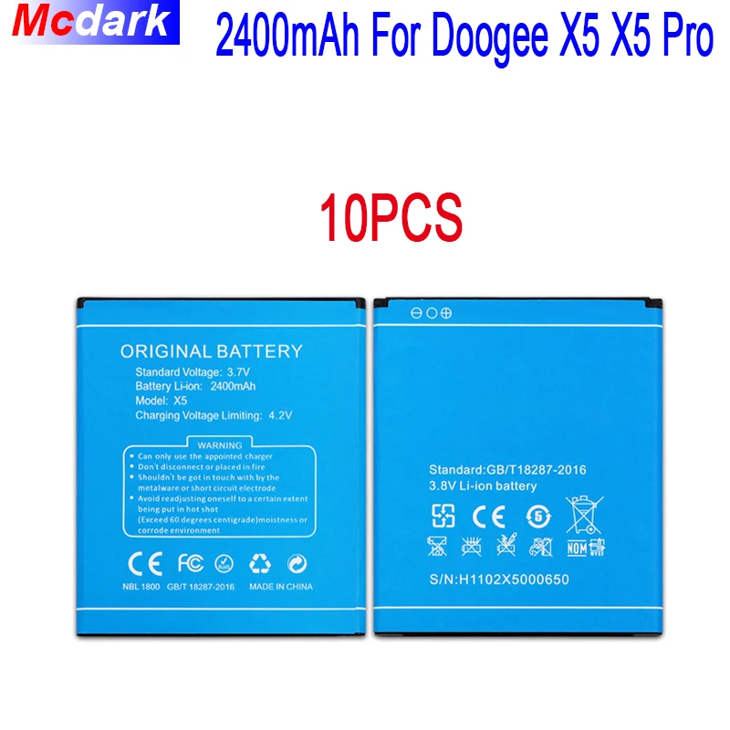 10PCS/LOT 2400mAh Battery For Doogee X5 X5S Pro Bateria Batterij Accumulator AKKU High Quality | Мобильные телефоны и
