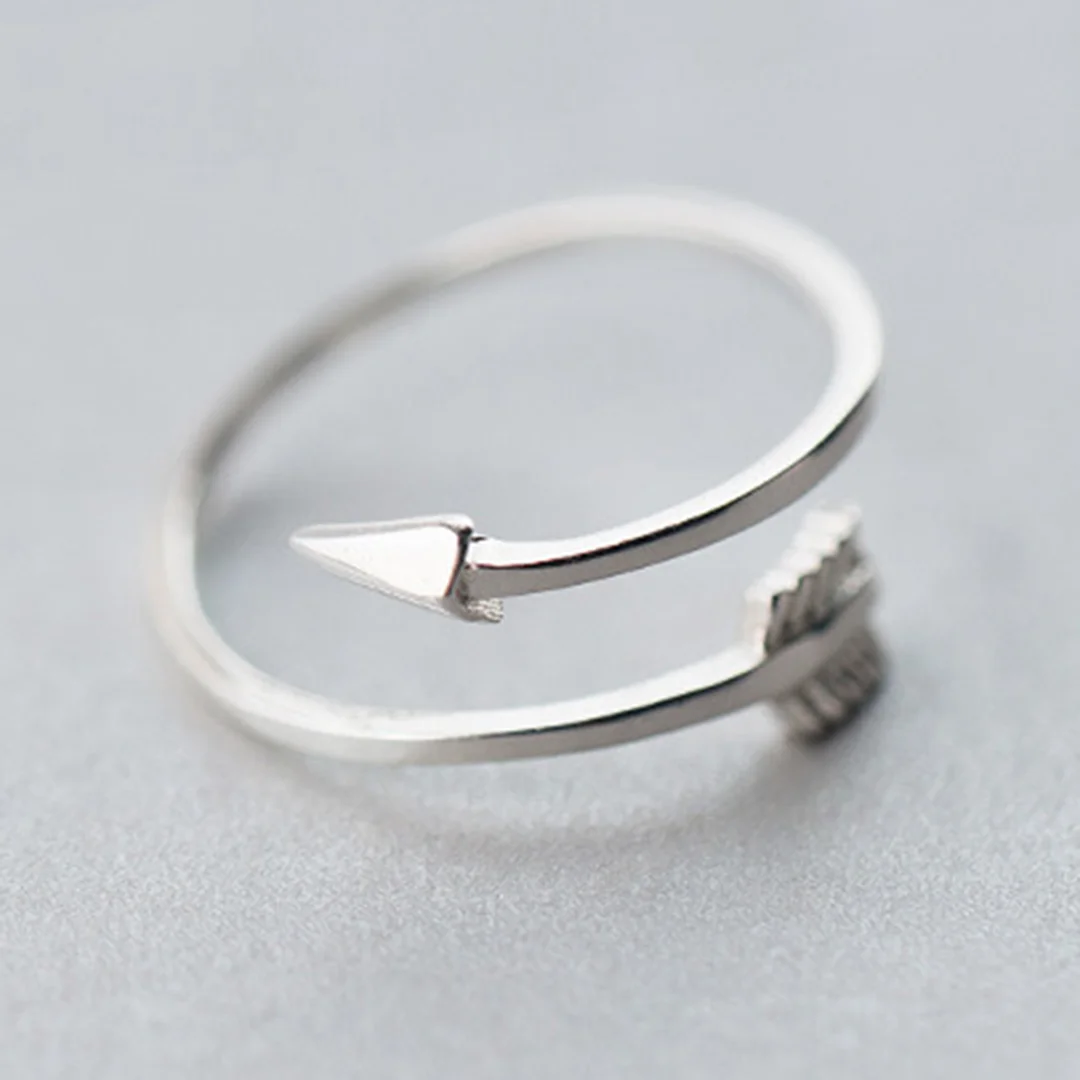 Classic Silver Color Arrow Ring for Women Men Alloy Unique Adjustable Resizable Feather Rings Unisex Thumb Band Ring Jewelry