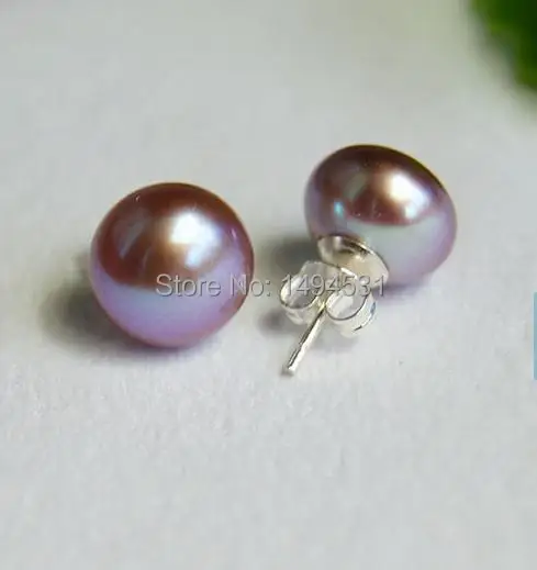 

Wholesale Pearl Jewelry, Bridesmaid Wedding Gift Earrings, Purple Genuine Freshwater Pearl Earring ,Sterling Silver Stud NE-94