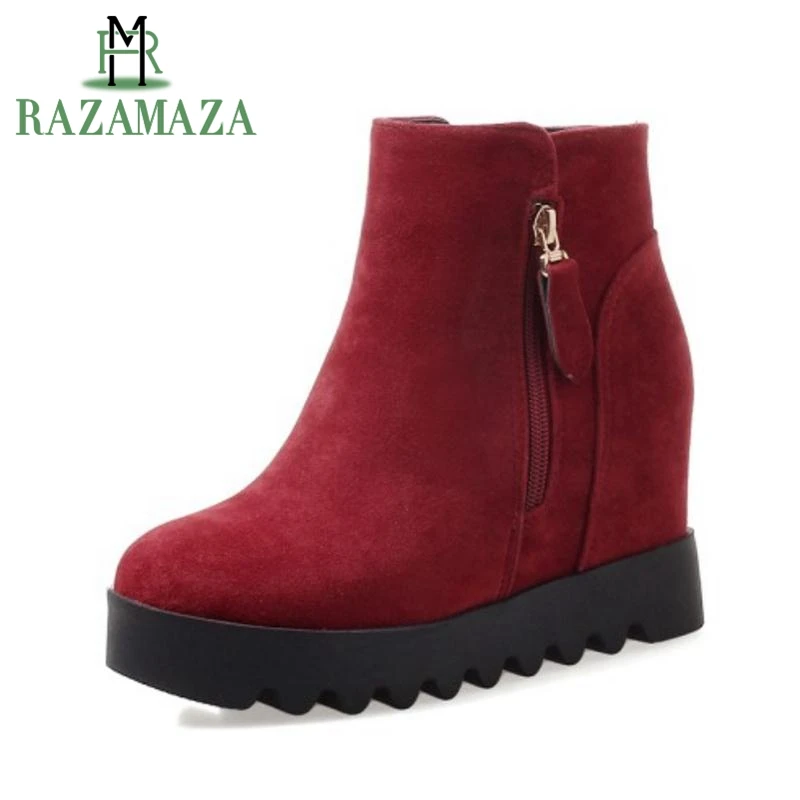 

ZALAVOR Ankle Boots Women's Winter Shoes Fur Warm Platform Boots Shoes Woman Inside Heels Short Boots Footwear Size 34-43