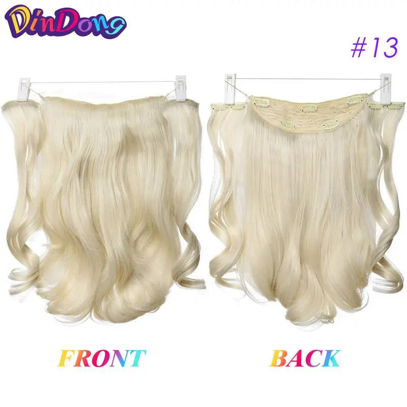 DinDong, накладные волосы на заколках, 18 дюймов, синтетические накладные волосы, черный, коричневый, блонд, натуральные волнистые, длинные, высокая температура F - Цвет: 13