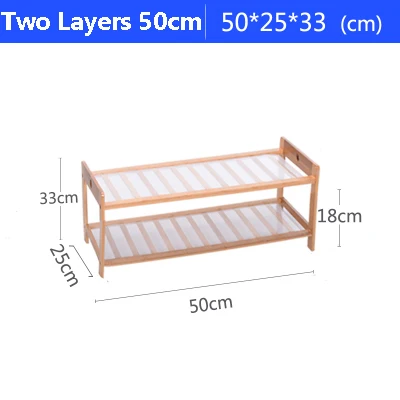 Вешалки для обуви бамбуковые сборные типа из твердой древесины Многослойные Специальное предложение вешалки для обуви комнаты из натурального дерева полки для дома - Цвет: double layer 50CM