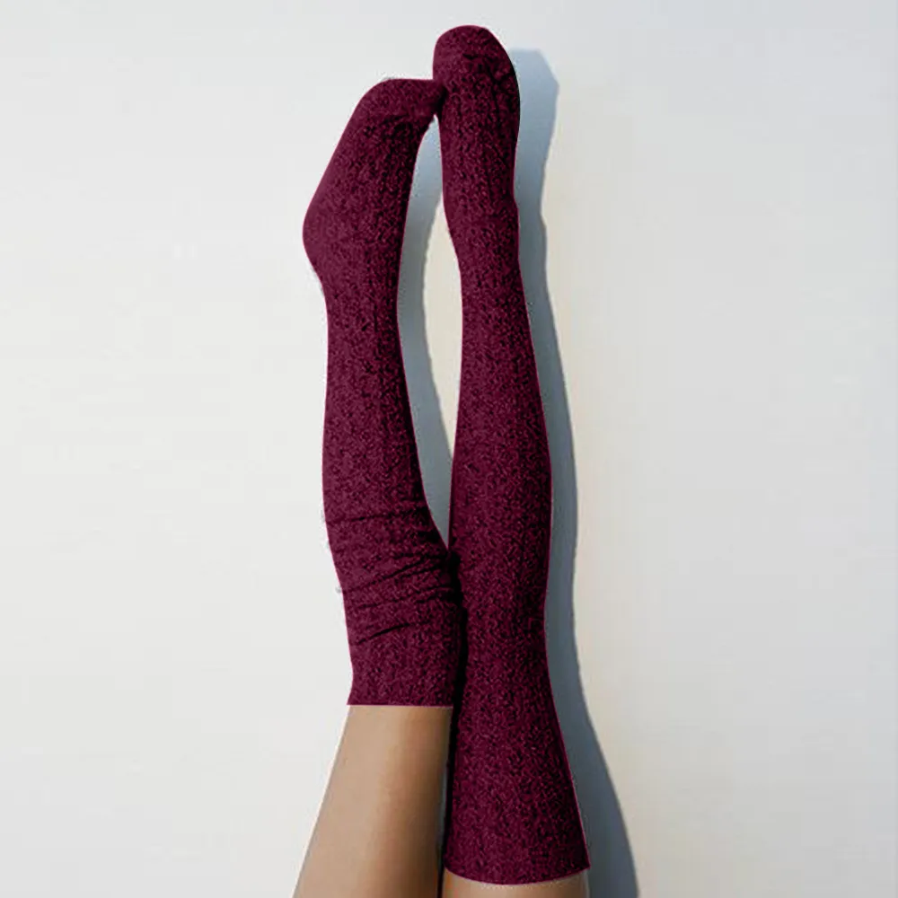 Модная женская одежда, Удлиненные носки для девочек, чулки выше колена, чулки до бедра для школьниц - Цвет: Wine