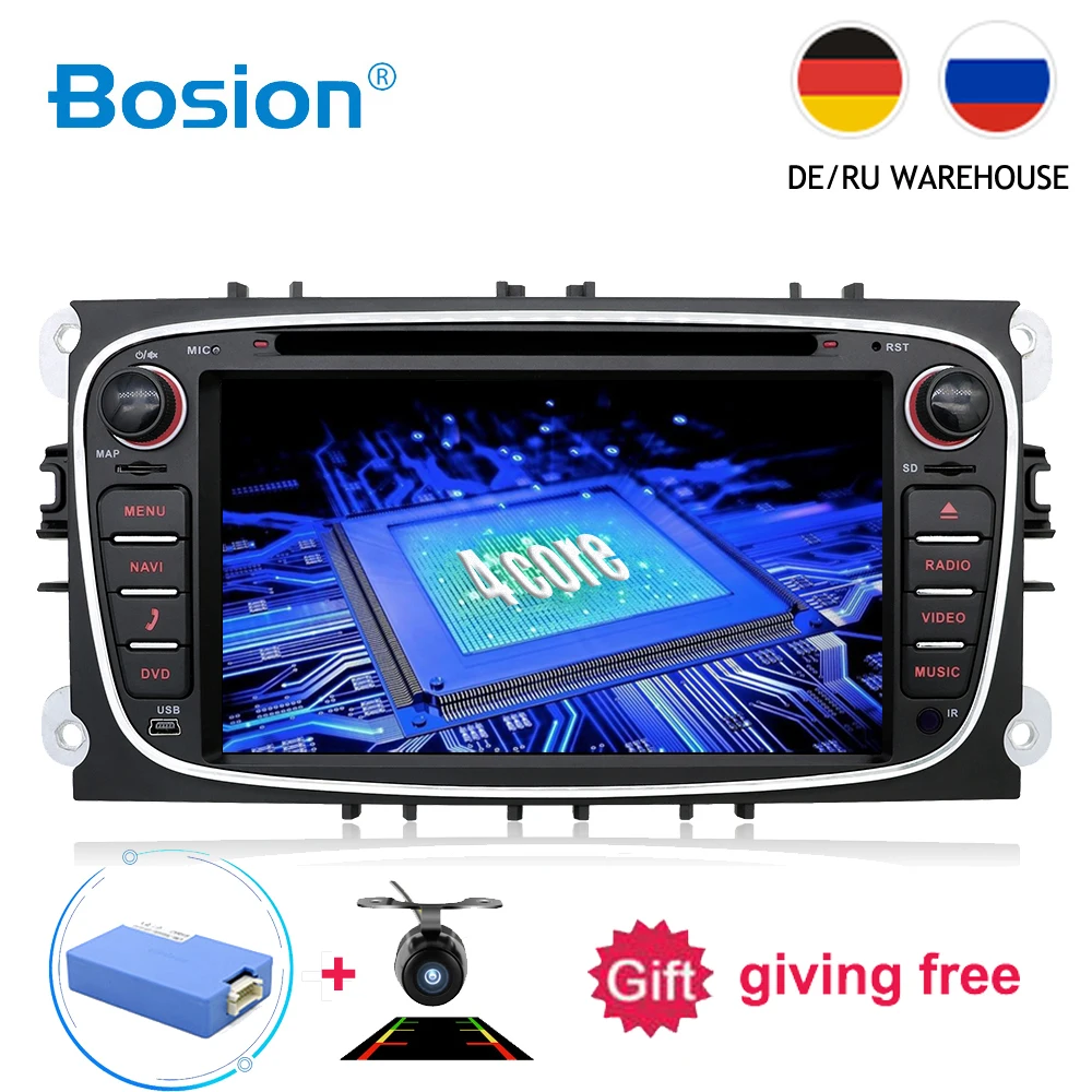 Bosion 2 din Android 9 Octa Core Car DVD Player GPS Navi USB RDS SD For Ford Mondeo Focus Galaxy Au