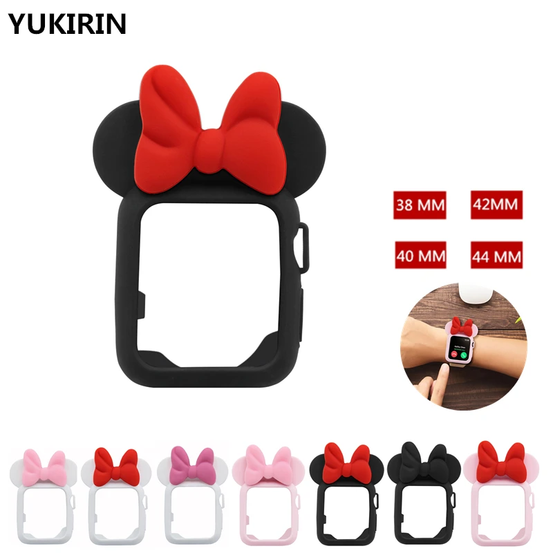 

YUKIRIN Case for apple watch case series 4 3 2 1 38 42mm 40 44mm band protector iWatch silicone cartoon design for Minnie Kid