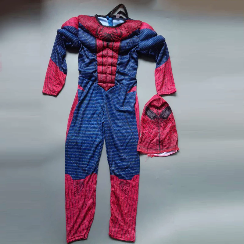 Костюм для мальчиков с мускулами из фильма «Человек-паук»; Детский костюм для костюмированной вечеринки «Удивительный паук»; нарядное платье супергероя на Хэллоуин; комбинезон
