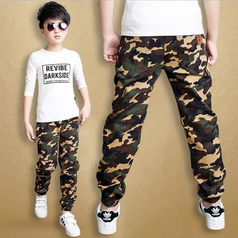 

Camouflage Boys Trousers 2018 Casual Cotton Print Mid Elastic Waist Harem Kids Pants for Boy Children Pants Blue Green Army 4-16