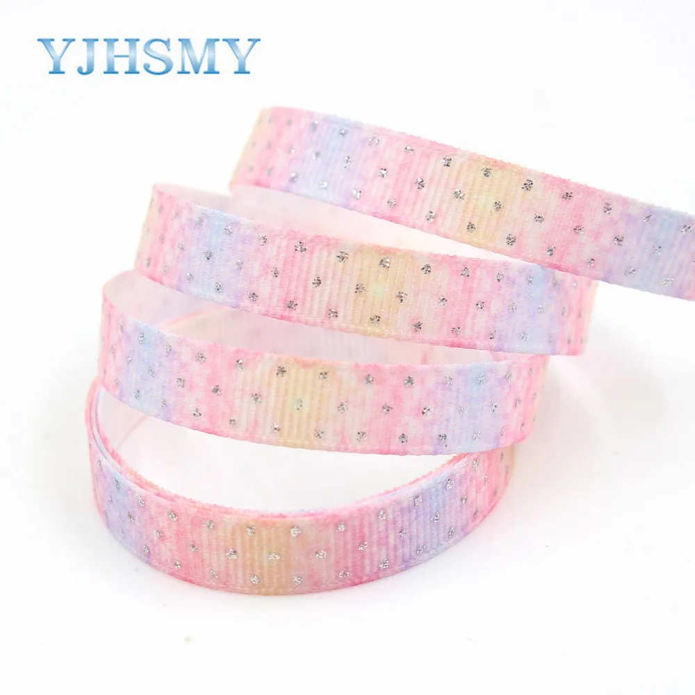 YJHSMY G-18813-931 10 мм ярдов Красочные флэш-печати grosgrain ленты DIY головной убор свадебный