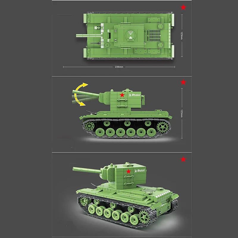 

mylb New Military Bricks Sets Compatible WW2 German Tank KV 2 Heavy Panzer Tank model Building Blocks Toys gifts for Boys no box