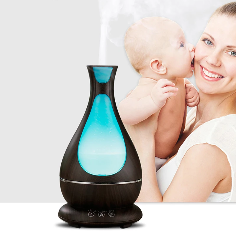 

New 400ML Ultrasonic Aroma Air Humidifier Essential Oil Diffuser 7 Color Change LED Nights Wood Grain Bowling Fogger Mist Maker